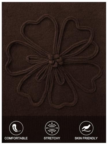 MEROKEETY Women's Fall Floral Button Up Lightweight Cardigan Sweater Trendy - color: Coffee, size: Large