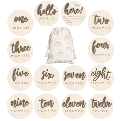 Baby Monthly Milestone Announcement Signs Wood,Brown,Letter - color: Brown, style: Letter