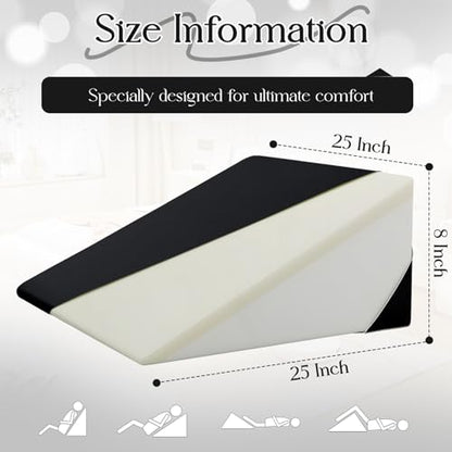 Cotton Wedge Pillow Cover, 24" x 24" x 7.5", Black - color: Black, size: 25x25x8 Inch