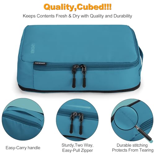 Lumesner 8 Set Compression Packing Cubes, Travel Suitcase Organizers - color: Blue