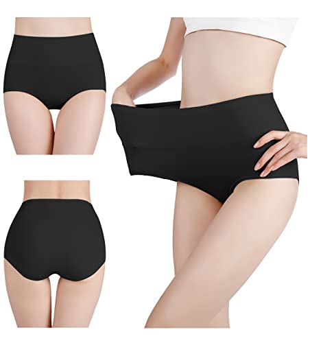 Cotton Panties High Waisted C Section Recovery Postpartum Soft Full Coverage Underwear for Women(7 Pack) - color: Black, size: XX-Large