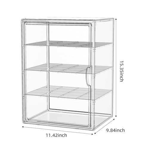 JOYZAN Clear Baby Bottle Organizer for Countertop 3 Tier Stackable Plastic Bottle Station Organizer with Adjustable Dividers Baby Bottle Storage Organizer for Cabinet,Home,Bathroom XXL - size: XXL-11.42''L x 9.84" W x 15.35" H