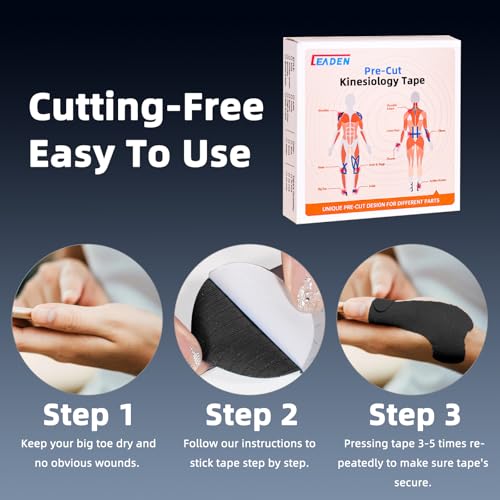 Precut Kinesiology Tape for Thumb, Left Hand, 40 Pcs, Black - color: Black, size: Left Hand