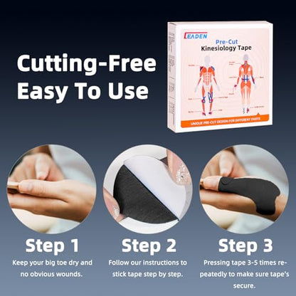 Precut Kinesiology Tape for Thumb, Left Hand, 40 Pcs, Black - color: Black, size: Left Hand