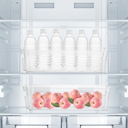 YOUNTHYE 6PCS 15inch Fridge Organizer Bins Breastmilk Freezer Storage Organizer Narrow Freezer Organizers Bins Long Clear Plastic Storage Bin for Pantry Plastic Storage Bin for Breast Milks, Freezer