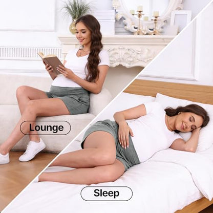 Eileithyia Women's Maternity Lounge Shorts with Pockets Cooling Summer Maternity Clothes Pregnancy Must Haves - color: 3pack Black/Dark Grey/Light Grey, size: Medium-Large