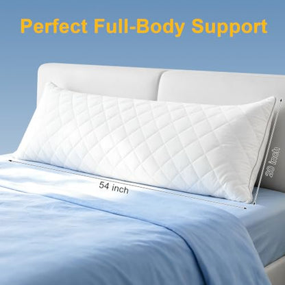 KISSKI Cooling Body Pillow for Adults, Memory Foam Long Pillow for Bed - color: Cloud White