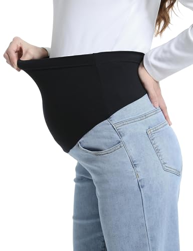 Maternity Boyfriend Jeans Pregnancy Denim Pants - color: Light Blue, size: X-Large