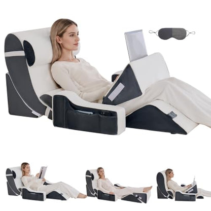 Wedge Pillow Set for After Surgery,White/Dark Grey,9PCS-23.2" - color: White/Dark Grey, size: 9PCS-23.2''