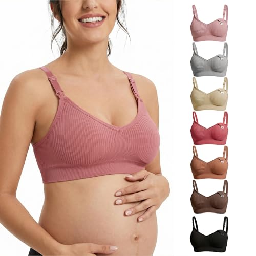 Nursing Bra 7 Pack, Seamless Wireless Maternity Breastfeeding Sleep Bra - size: One Size-Large