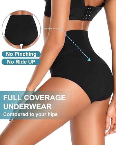 OUENZ Womens Underwear Cotton High Waisted Panties Full Coverage Postpartum Briefs Soft Stretch Ladies Underpants Multi Pack - color: Multicolor a, size: Large