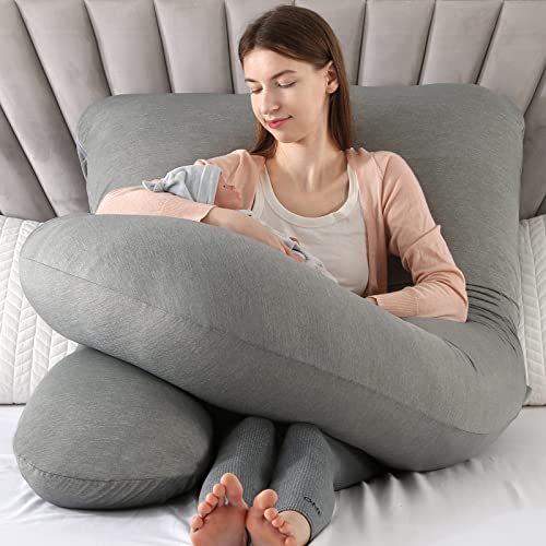 Elover U Shaped Pregnancy Pillow,Full Body Maternity Support - color: Cooling-dark Grey