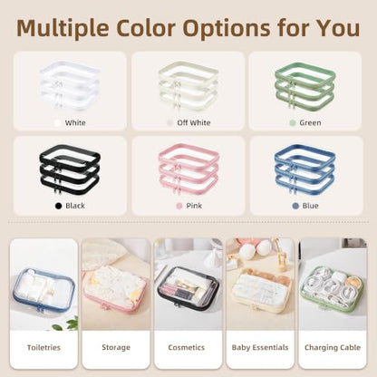 3-PCS Medium Clear Hard Shell Zipper Pouches, Clear Zipper Bags (3M, Black) - color: Black, size: 3M