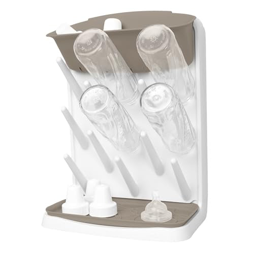 Ubbi Vertical Baby Bottle Drying Rack, Space Saving Countertop Bottle Dryer - color: Taupe Drying Rack, size: One Size