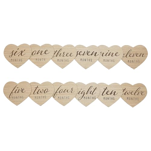 Kate & Milo Wooden Heart Baby Monthly Milestone Discs - color: Heart