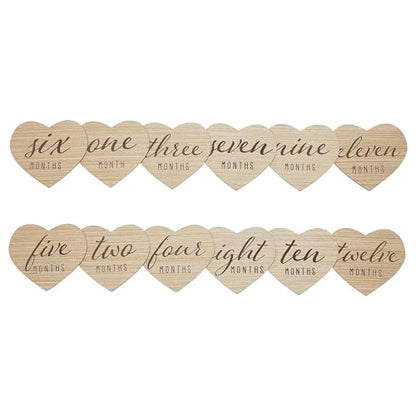 Kate & Milo Wooden Heart Baby Monthly Milestone Discs - color: Heart