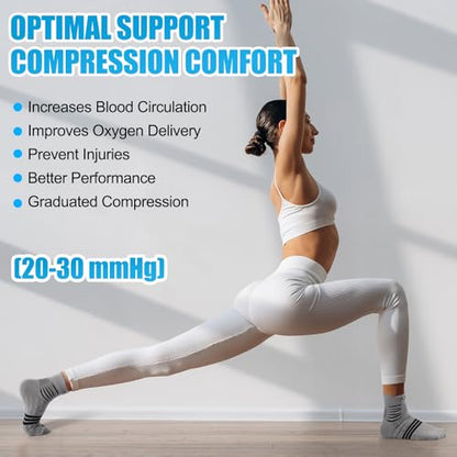 NEENCA Professional Compression Socks for Women Men Circulation, 20-30 mmHg - color: Gray Black, size: Small