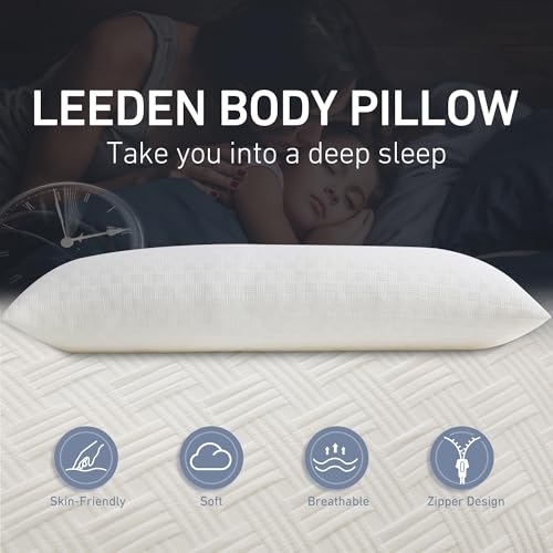 Leeden Full Body Pillow 20 x 54 for Side Sleepers Ivory White - color: Ivory White