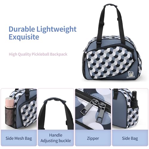 Boulder Bee Pickleball Tote Bag for Women with Paddle Holder - color: Blue wave