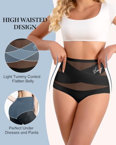 Womens Tummy Control Underwear High Waisted Shapewear 4/5 Pack - color: Black, size: Medium