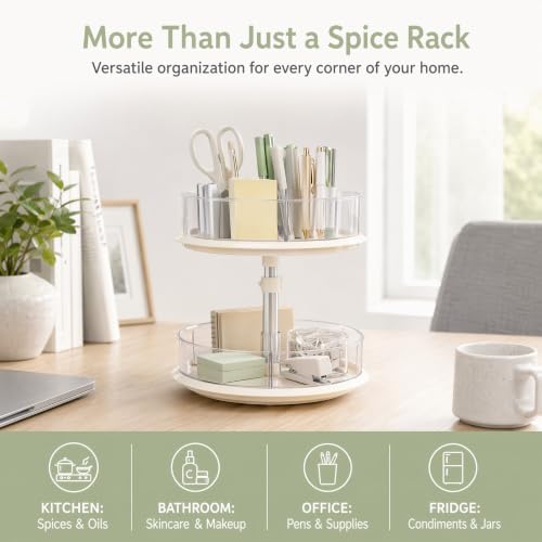 Lazy Susans Organizer for Medicine Cabinet, 2 Tier Rotary Turntable