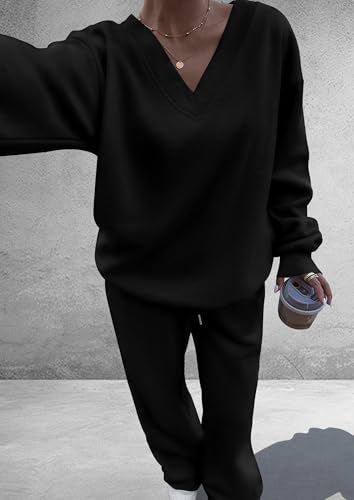 PRETTYGARDEN Womens 2 Piece Outfits Fall Sweatsuits - color: Black, size: XX-Large