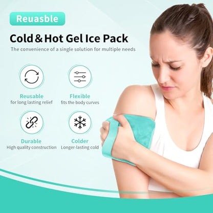 Gel Ice Pack for Injuries Reusable Soft Freezer Ice Bag with Strap- 1 Pack - color: Mint Green-1 Pack