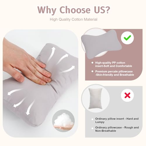 vocheer Small Pillow with Removable Cover, 11"x 7" Tiny Travel Pillow 2PCS - color: Dove-2pc
