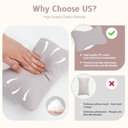 vocheer Small Pillow with Removable Cover, 11"x 7" Tiny Travel Pillow 2PCS - color: Dove-2pc