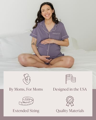 Kindred Bravely Clea Short Sleeve Pajama Set, Maternity & Nursing Sleepwear - color: Granite, size: 2X