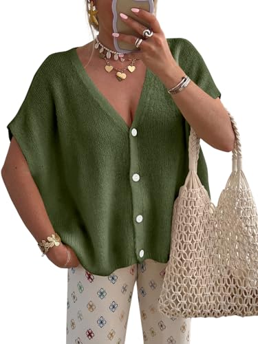 PRETTYGARDEN Womens 2026 Summer Oversized Cardigans Sweaters - color: Army Green, size: XX-Large