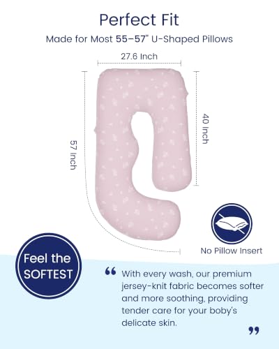 TotAha Soft Pregnancy Pillow Cover: Compatible with Momcozy U-Shaped Body Pillow, 2-Pack Replacement Pillow Case for 55/57 Inch Maternity Pillows, Pillow Not Included - color: Rosalie