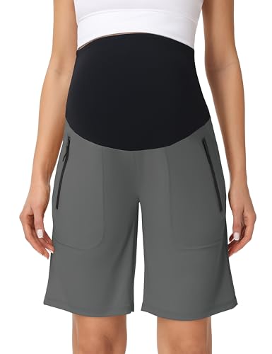 Women's Maternity Bermuda Cargo Shorts - color: Grey, size: Small