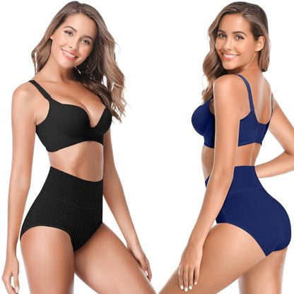 Women's High Waist Cotton Underwear Super Stretchy Briefs Full Coverage Panties Soft Women Panties 5-Pack - color: Multi A-5 Pack, size: X-Small-Small