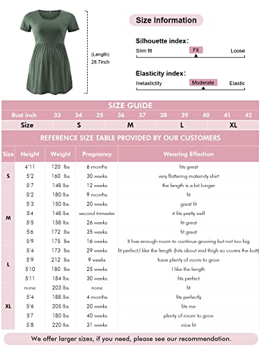 Jezero Women's Maternity Tops Short & Long Sleeve Side Ruching Round Neck Shirts - color: 05aa-hunterbe, size: Medium