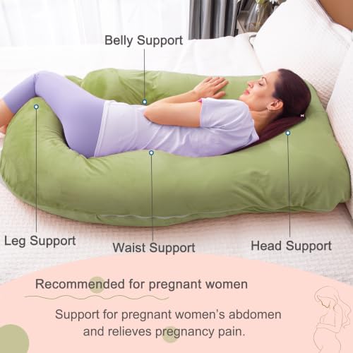 60 Inch Pregnancy Pillow for Sleeping (Green- Memory Foam) - color: Green- Memory Foam