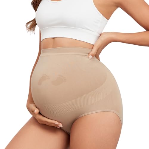 Maternity Underwear Seamless Belly Support Pregnancy Shapewear Under Dress - color: Nude, size: Medium
