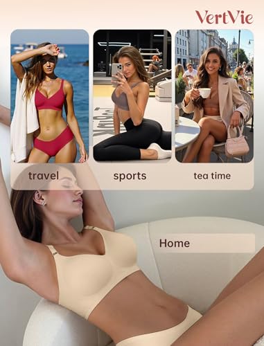Vertvie Jelly Bra No Underwire Seamless Push Up Full Coverage - color: Semolina, size: Medium