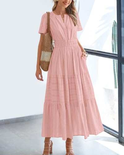 BTFBM Womens Summer 2026 Casual Maxi Dresses - color: Bean Paste Pink, size: X-Large