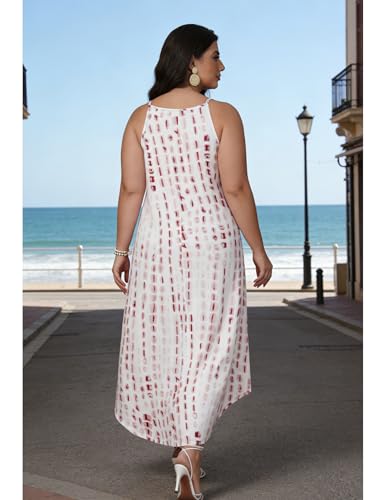 POGTMM Womens Plus Size Dress Boho Sleeveless Maxi Long Halter Sundress - color: Floral 1, size: X-Large