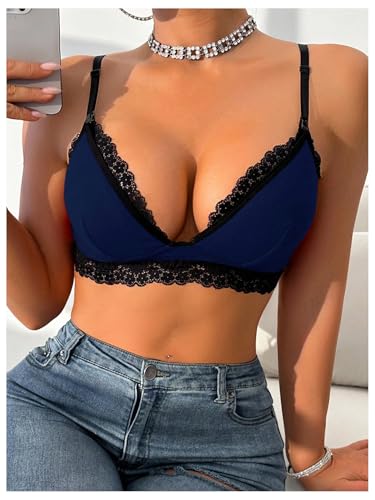 SHENHE Women's Lace Non-Padded Nursing Bras for Breastfeeding - color: Royal Blue, size: X-Large