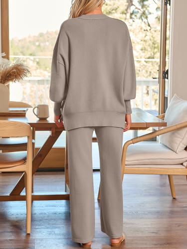 LILLUSORY Women 2 Piece Matching Lounge Sweater Sets 2026 Fall Outfit - color: Light Tan, size: Medium