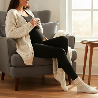 Sunzel Fleece Lined Maternity Leggings, Over Belly Winter Yoga Pants - size: Large