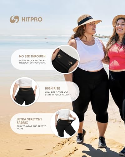 HLTPRO 3 Pack Plus Size Leggings for Women, High-Waisted and Stretchy - color: Black/ Heather Grey/ Olive Green, size: XX-Large Plus