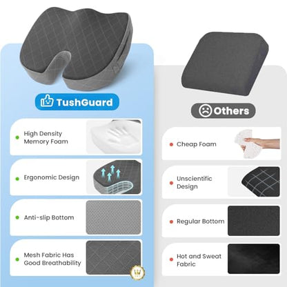 TushGuard Memory Foam Office Chair Seat Cushion - Dark&Light Grey, X-Large - color: Dark&light Grey, size: X-Large