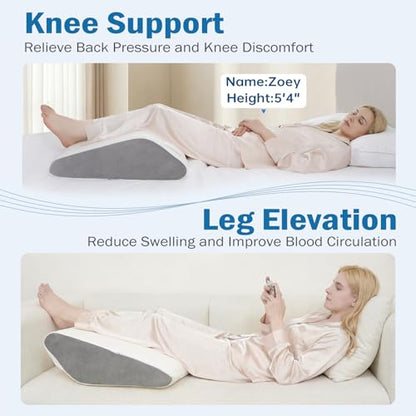 Vekkia Knee Wedge Pillow for Back Sleeping, 7" Leg Pillow with Dual Handles - size: Knee Wedge Pillow-1PCS