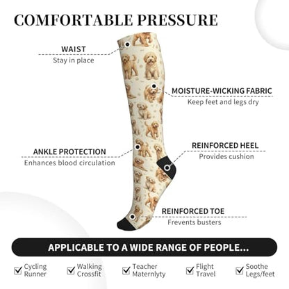 Cute Dog Compression Socks Women Men, Dog Lover Gift - color: Goldendoodle