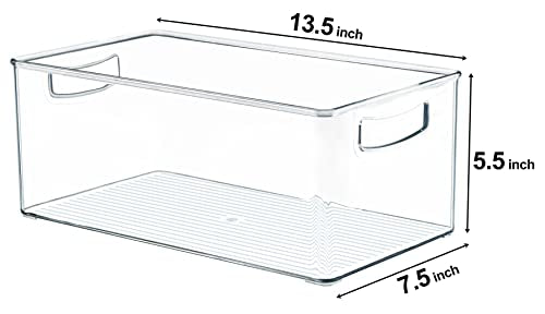 Hudgan 2 Pack Deep Freezer Organizer Bins, Straight Side Stackable Chest Freezer Storage Bins, Pantry organizers and Storage, Food-Grade Plastic