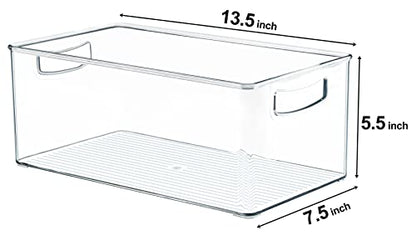 Hudgan 2 Pack Deep Freezer Organizer Bins, Straight Side Stackable Chest Freezer Storage Bins, Pantry organizers and Storage, Food-Grade Plastic
