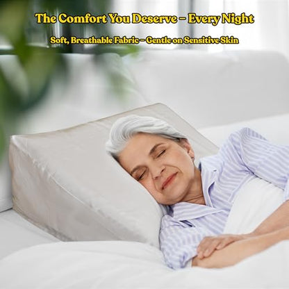 Sleepnitez 8" Wedge Pillow Cover, 100% Egyptian Cotton Sateen, Light Gray - color: Light Gray